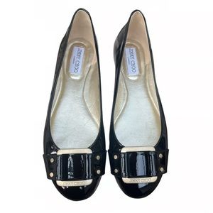 Jimmy Choo Black Patent Morse Ballet Flats